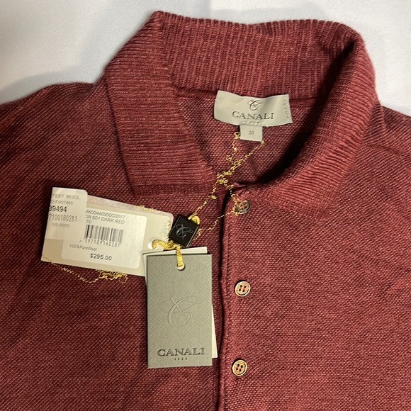 BNWT CANALI Mens 100% Cashmere wool 3 Buttons Sweater Dark Red 50 US 40 Medium - Picture 4 of 8